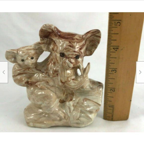 Koala Bear Mother & Baby 5" Ceramic Figurine Brown Swirl Glaze - Picture 2 of 7